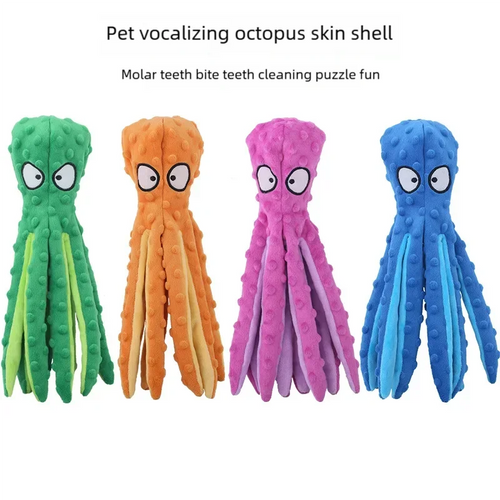 Dog Vocal Toys Octopus Non-stuffed Soft Plush Toy Puppy Educational Teething Chew Toys Pet Supplies for Small Medium Dogs