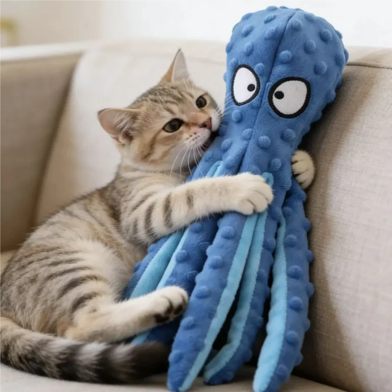 Dog Vocal Toys Octopus Non-stuffed Soft Plush Toy Puppy Educational Teething Chew Toys Pet Supplies for Small Medium Dogs